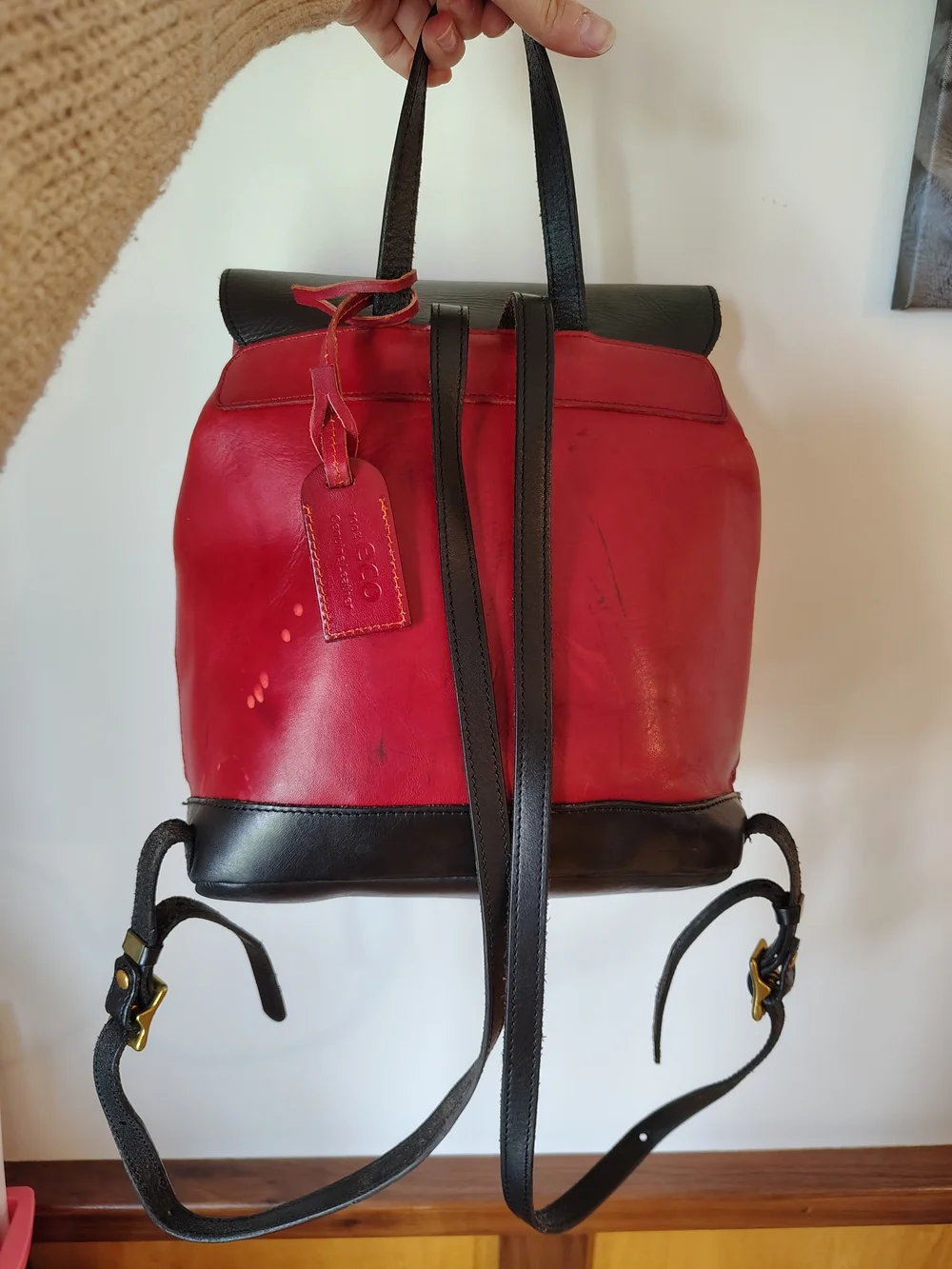 OLD TREND Genuine Leather Geometric Embossed PRISM Backpack / Rucksack